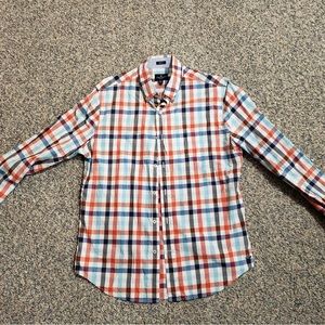 American Eagle Slim Fit Gingham Long Sleeve Dress Shirt (Medium)